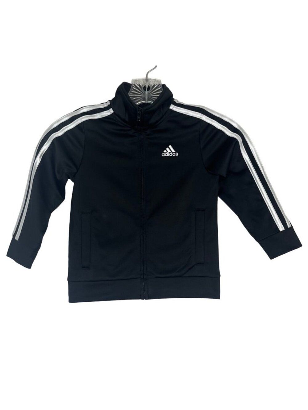 Adidas Track Jacket Boys 3T‎ Black Pockets Front Zip